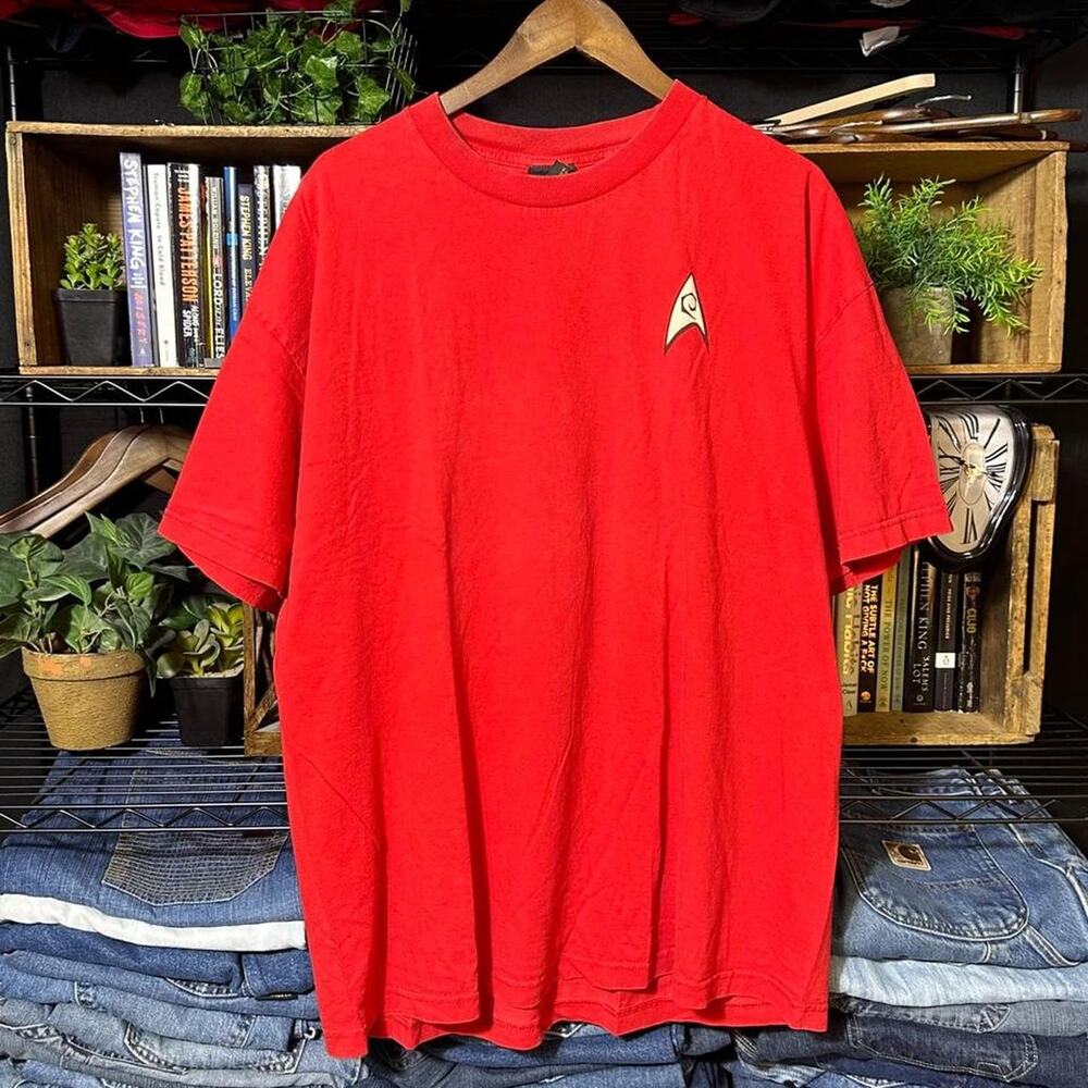 Vintage Y2K Star Trek Tee Red Spok 2000s Movie Shirt Mens 2XL